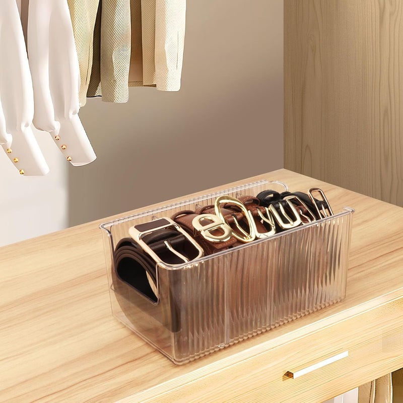 AUOIKK Clear Belt Organizer, Extendable Acrylic Belt Storage Holder with Adjustable Dividers, Belts Storage Container for Drawer and Closet Organization - Image 3